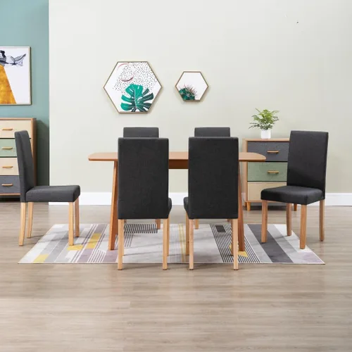 Miniatura 17 de Modern Dining Chairs Set of 2 Black Fabric Upholstered with Rubber Wood Frame for Kitchen Dining Room Farmhouse Decor