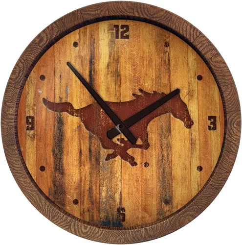 Miniatura 88 de The Fan-Brand NCAA Oklahoma Sooners: Reloj de pared con parte superior de barril de imitación para decoración de bar, decoración de fiesta