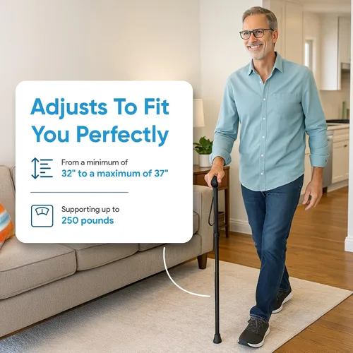 Miniatura 6 de Mars Wellness Bastón plegable – Bastón ajustable para mujeres y hombres – Bastón plegable para personas mayores, viajes y estabilidad – Ayuda