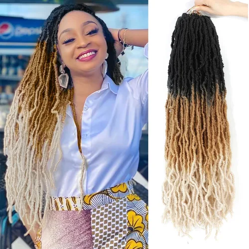 Miniatura 15 de Paquetes de 7 extensiones de cabello de ganchillo sintético de 22 pulgadas / 55,9 cm. Extensiones de cabello de ganchillo con mechones suaves