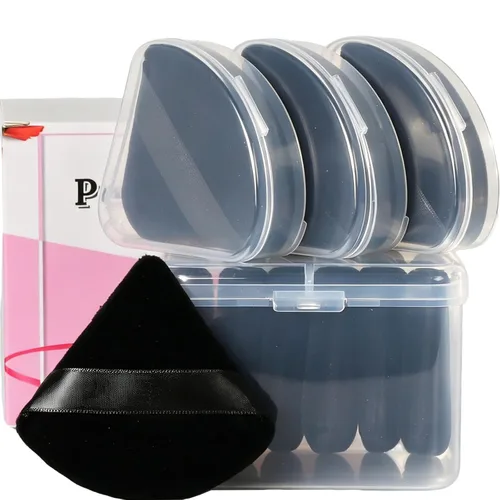Miniatura 12 de Ocim 10 piezas de pomo triangular de polvo para polvo facial, pomo de belleza suave de terciopelo triangular, maquillaje prensado, esponjas de polvo