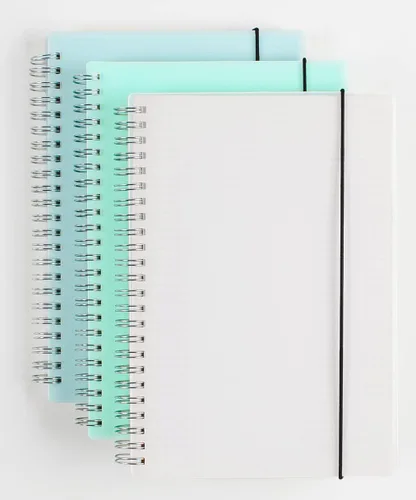 Paquete de 3 cuadernos de gráficos en espiral A5 con papel grueso de 120 gsm, cuaderno de espiral con tapa dura de plástico y cierre de banda