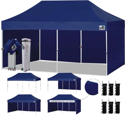 Miniatura 90 de Eurmax Tienda de campaña desplegable de 8 x 8 de Estados Unidos, con bolsa rodante patentada sin puntas, 4 paredes extraíbles con cremallera, toldo