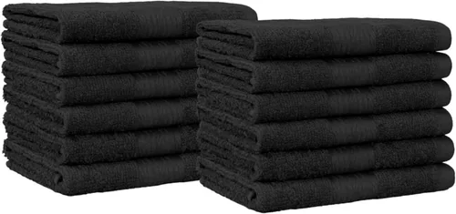 Amazon Basics Toallas de algodón para la cara, suaves, absorbentes, paquete de 12, color negro, 12 x 12 pulgadas