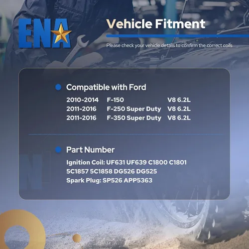 Miniatura 7 de ENA Juego de 8 bobinas de encendido, 16 bujías platino compatibles con Ford F150 2010-2014, F250 F350 2011 2012 2013 2014 2015 2016 2017 Super Duty