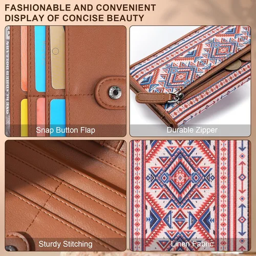 Miniatura 5 de MEITRUE Cartera de cuero delgada ultra delgada para mujer, con bloqueo RFID, tarjetero de crédito, plegable, largo, billetera, para mujer