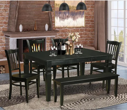 Miniatura 2 de East West Furniture WEGR6D-BLK-W - Juego de mesa de cocina de 6 piezas contiene una mesa de comedor rectangular con hojas de mariposa y 4 sillas