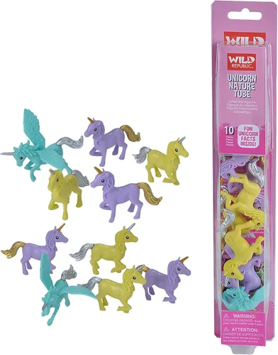 Wild Republic Tubo de la naturaleza de unicornio, regalos de unicornio, figuras de fantasía, juguetes de unicornio, regalos para niños, 10 piezas