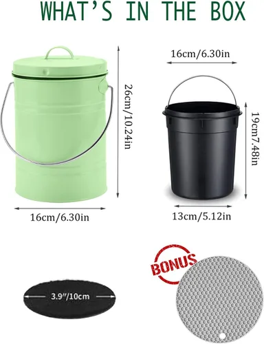 Miniatura 6 de Contenedor de Compost, LALASTAR Contenedor de Compostaje para Encimera con Tapa, Contenedor de Compost de Cocina, Cubo de Compost Sin Olor para Verde