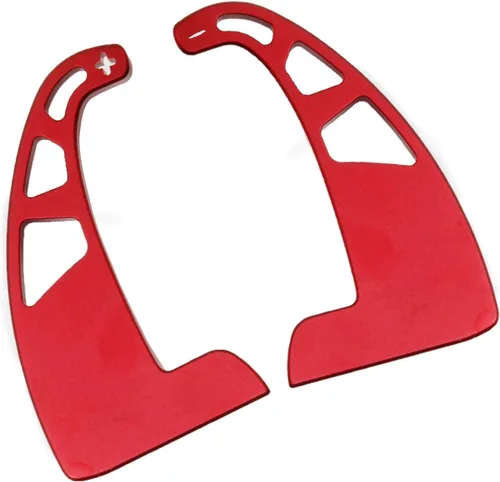 Miniatura 5 de Cubierta extendida para palanca de cambio de volante de aluminio plateado para Dodge Charger 2015+/Chrysler 300 2015-2021 (Rojo con agujero)