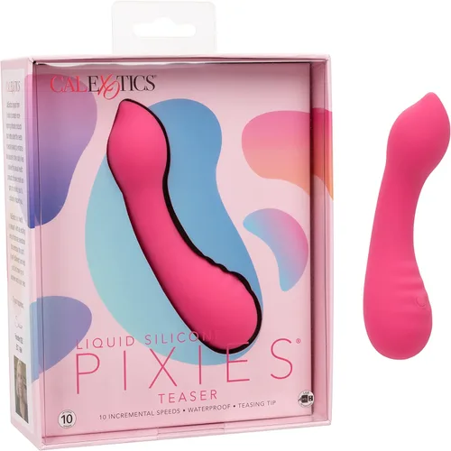 CalExotics Teaser de Pixies de silicona líquida - Mini vibrador recargable de tamaño de viaje - Juguete sexual para adultos impermeable para mujeres