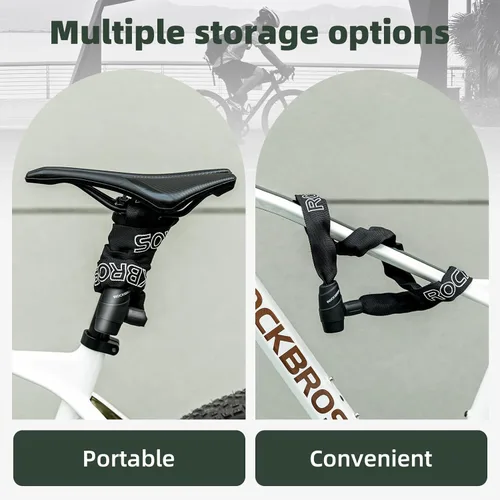 Miniatura 4 de Candado de cadena para bicicleta ROCKBROS, resistente antirrobo, de 3 pies de largo, 5mm de grosor, candado para bicicleta con juego de llaves, a
