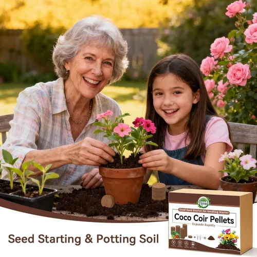 Miniatura 5 de Halatool 50 piezas de pellets de fibra de coco orgánico para inicio de semillas, 30mm de fibra de coco comprimida para macetas para cultivar 55