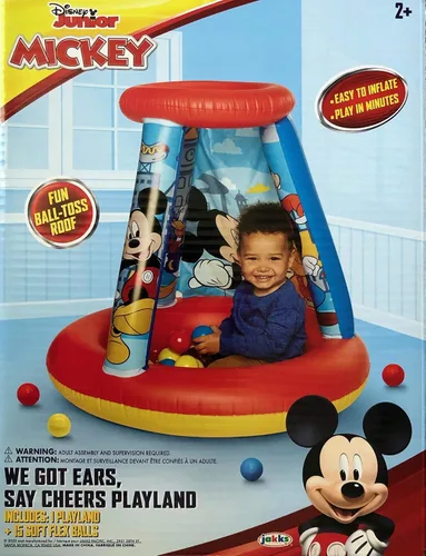 Miniatura 3 de Mickey Mouse Pozo de pelotas para niños, 1 inflable y 15 bolas blandas y flexibles