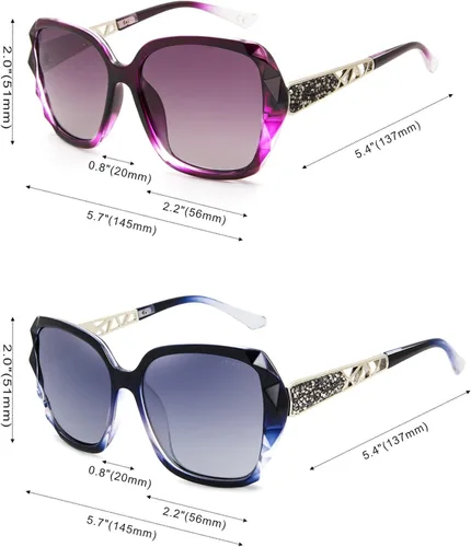 Miniatura 6 de LECKIRUT - Lentes de sol de gran tamaño para mujer, lentes de sol clásicos y a la moda con protección UV polarizada