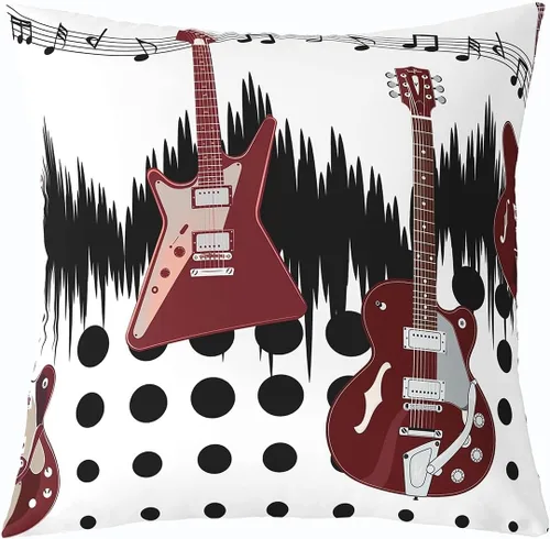 Miniatura 21 de Castle Fairy Cowboy Boots Throw Pillow Cover 16"x16" Bohemia Musical Guitar Pillowcase Western Rustic Cowgirl Reversible Print Cushion Cover Music