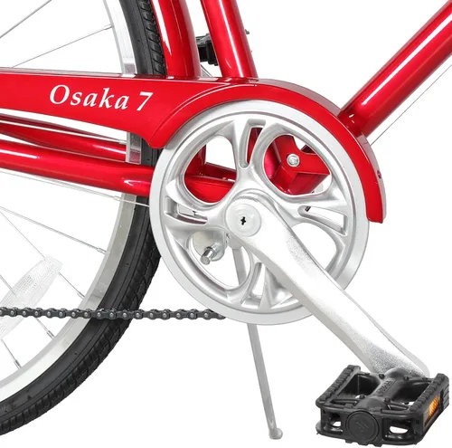 Miniatura 5 de Tracer Osaka - Bicicletas híbridas, marco de acero, Shimano Nexus Inter 3/7 velocidades, agarre marrón asiento marrón, bicicleta de carretera, Rojo