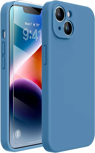 Miniatura 219 de Miracase Funda diseñada para iPhone 13, con protector de pantalla de vidrio templado, forro de microfibra suave antiarañazos, funda de goma