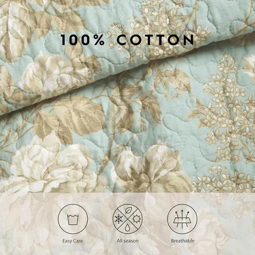 Miniatura 8 de Juego de colchas reversibles Brompton Serene de Laura Ashley, Algodón, Serene, gemelo