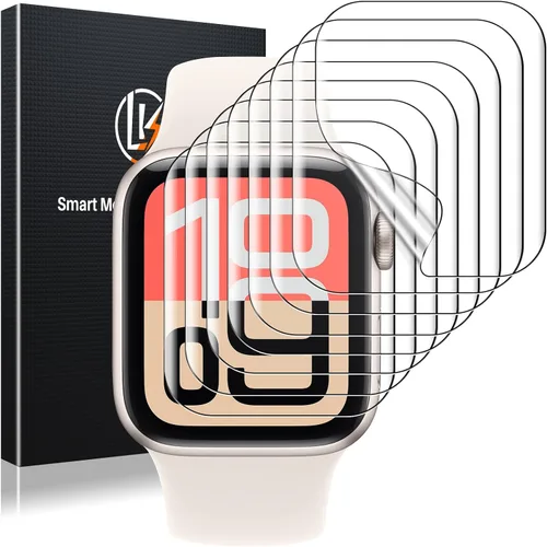 Miniatura 8 de LK Pack de 6 para Apple Watch 41mm / 40mm Protector de Pantalla (Series 8 & 7 & 6) [Película Flexible Mejorada] Auto-reparable, Protector de Azul
