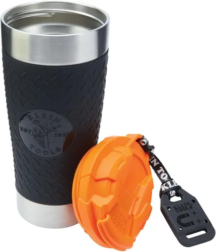 Miniatura 10 de Klein Tools 55580 - Vaso de acero inoxidable con tapa abatible, taza de vacío de doble pared de 20 oz para comerciantes, con funda antideslizante
