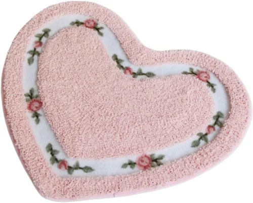 Miniatura 5 de Bonita alfombra de área de flores de rosas en forma de corazón para un baño súper suave, antideslizante, absorbente, alfombra de baño floral Azul