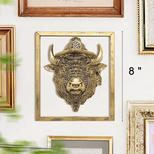 Miniatura 3 de Newinhome Decoración de pared de cabezas de animales (incluye marco de metal) esculturas de animales de resina, decoración para colgar en la pared