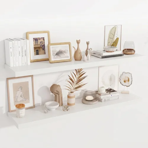 Miniatura 12 de Fun Memories Estantes flotantes de 12 pulgadas de profundidad, estantes de pared de madera de 16 x 12 pulgadas, estante de almacenamiento rústico