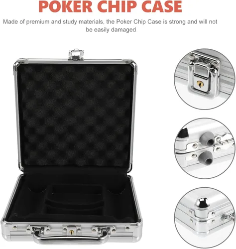 Miniatura 9 de Yardwe Club Poker Chip Holder Poker Chip Case Vacío Aluminio 300 Poker Chip Carrier Gran Capacidad Tarjetas de Poker Titular de Almacenamiento Caso