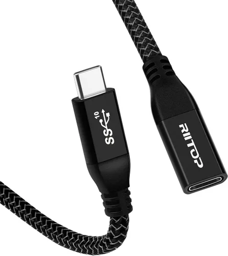 RIITOP Cable de extensión USB C corto (2 pies), extensor USB tipo C macho a hembra para Nintendo Switch, MacBook Pro, Dell XPS (compatible con