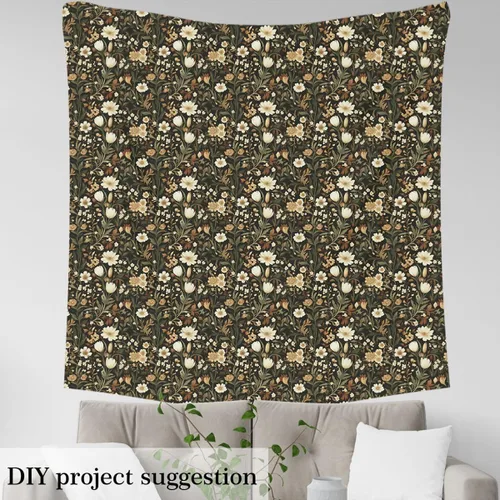 Miniatura 4 de Rustic Flowers Indoor Outdoor Fabric,Retro Floral Soft Flannel Polyester No Stretch Farmhouse Style Crafts & Sewing Supplies DIY Fabrics,1 Yard