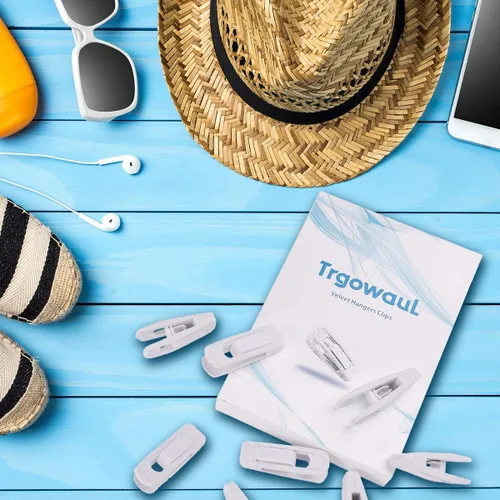 Miniatura 7 de Trgowaul Perchas de terciopelo - Clips fuertes para pantalones delgados (20 unidades, beige)