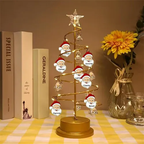 Miniatura 11 de Foto personalizada de árbol de Navidad, luces personalizadas para árbol de Navidad de 1 a 10, imagen familiar, mesa de metal, luz nocturna de árbol