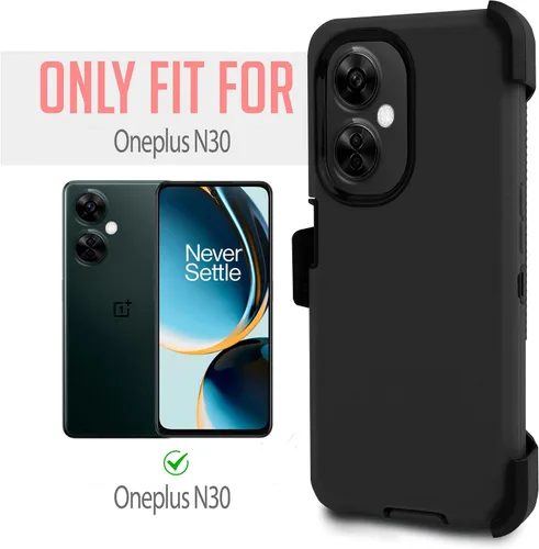 Miniatura 4 de Jackpotwireless - Funda para OnePlus Nord N30 5G, de cuerpo completo, resistente, de doble capa, a prueba de golpes, con soporte y protector de Negro