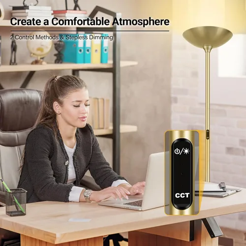 Miniatura 3 de BoostArea Lámpara de pie regulable, 30 W, 3000 lúmenes, lámpara de pie LED súper brillante con control remoto y táctil, lámpara de pie moderna