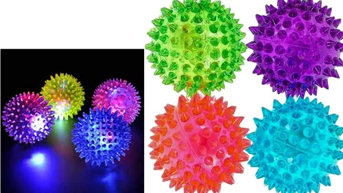 JA-RU Pelotas de goma iluminadas (paquete de 4 con luces intermitentes) | Gran juguete antiestrés para niños | Pelotas sensoriales que rebotan a