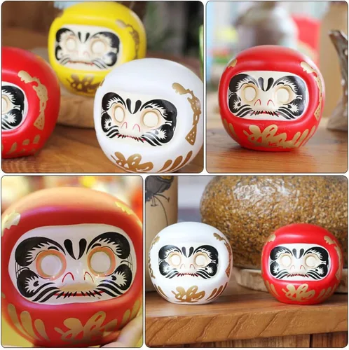 Miniatura 6 de Tofficu Hucha japonesa Daruma – Figura de cerámica roja Daruma para decoración del hogar, ahorro para niños y decoración zen japonesa – 4.33 pulgadas