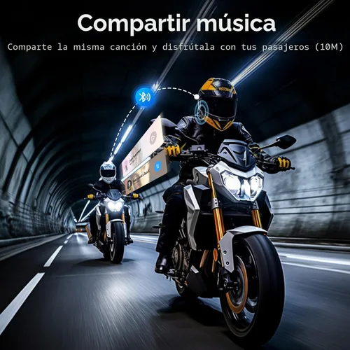 Miniatura 6 de JESIMAIK Auriculares Bluetooth para Casco de Motocicleta, Sistema de Comunicación de Casco de 2KM de 10 Vías, Intercomunicador de Audio Multitarea
