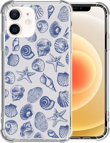 Miniatura 16 de DAIZAG Funda compatible con iPhone 13 Pro Max, bonita funda azul de conchas marinas para niñas y mujeres, funda transparente suave y transparente