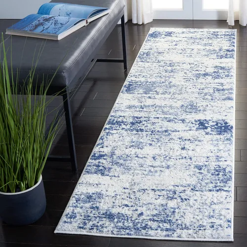 Miniatura 17 de SAFAVIEH Amelia Collection ALA700A - Alfombra decorativa de 2'2" x 4', diseño moderno abstracto, color marfil y azul, no desprende pelusa y de fácil