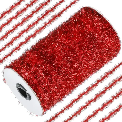 Miniatura 9 de Syhood Guirnalda de oropel de Navidad de 210 pies con purpurina fina, guirnalda metálica de oropel para festividades, decoración para árbol