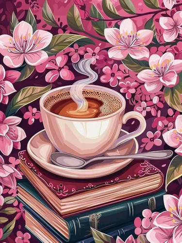 Miniatura 9 de Bimkole Kits de pintura de diamantes 5D, taza de café, taladro completo, grano de café, rosa, juego de bordado de diamantes de imitación de pintura