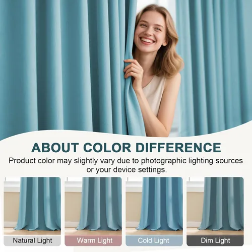Miniatura 5 de Turquoize Cortinas Opacas con Aislamiento Térmico Paneles de Tratamiento de Ventanas con Bolsillo para Barra Paneles de Ventana para Ventanas
