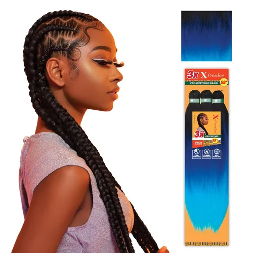 Miniatura 33 de Sensationnel X-Pression - Trenzas prestiradas, 3 unidades, 58 pulgadas, paquete de 1 unidad, 1B