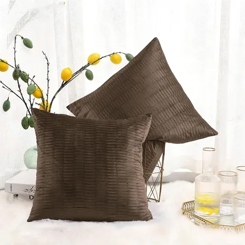 Miniatura 32 de Juego de 2 fundas de almohada decorativas de terciopelo a rayas plisadas de 14 x 26 pulgadas, funda de cojín rectangular suave y elegante para sofá