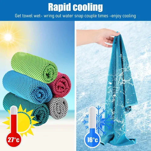 Miniatura 3 de BBTO Paquete de 50 toallas refrescantes a granel – Toalla de hielo de microfibra transpirable para cuello frío y cara – Yoga de verano, deportes