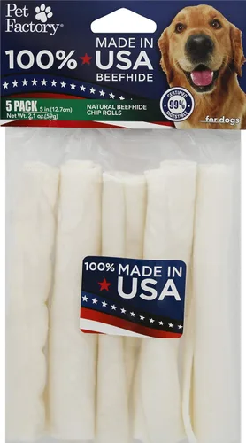 Miniatura 8 de Pet Factory 100% fabricado en Estados Unidos, rollo de piel de res de 12 pulgadas, sabor natural, 1 unidad/1 paquete