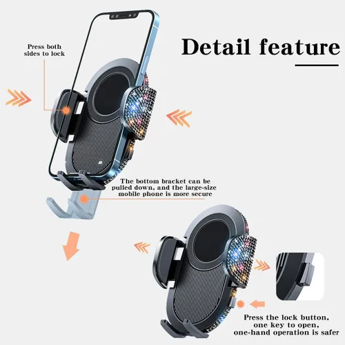 Miniatura 5 de Soporte brillante para teléfono celular para mujeres [potente succión] [estabilidad de grado de carreras de rallyes] Soporte brillante para teléfono