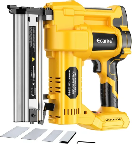 Miniatura 12 de Ecarke Clavadora inalámbrica 2 en 1 compatible con batería DeWalt de 20 V, pistola de clavos de calibre 18 de 5/8 a 1-1/4 pulgadas con 2000 nials