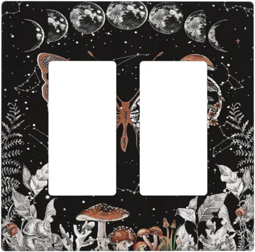 Miniatura 97 de Cubierta decorativa para interruptor de luz, diseño de pájaros y flores florales en blanco y negro, 2 bandas, cubierta decorativa para pared, placa